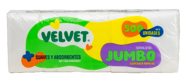 Servilletas Velvet Jumbo, 500 unidades